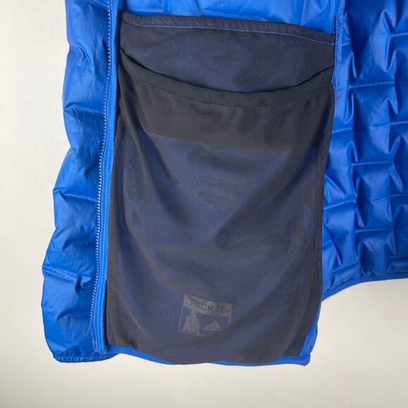 Adidas Terrex Blue Lite Down Hooded Puffer Jacket Packable Men's Medium SAMPLE - Picture 11 of 15
